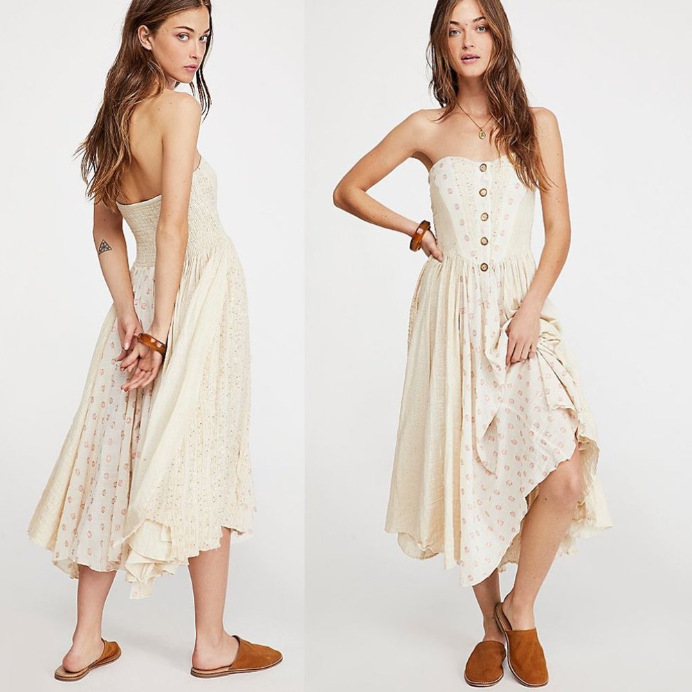 NEW Free People Amanda Strapless Midi Dress $228 - Picture 2 of 13